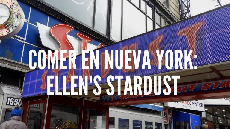 Título del post: Comer en Nueva York; Ellen's Stadust. Con foto de la entrada del restaurante.