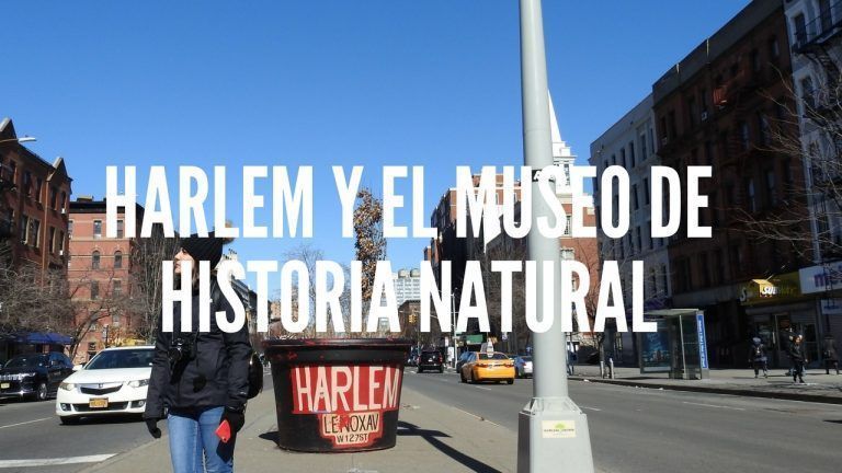 título del post con foto de fondo de una calle de Harlem (con un macetero grande que dice Harlem en el medio) y yo a mano izquierda de la foto de frente pero mirando hacia un lado (Lo que se dice hacerse el interesante...)